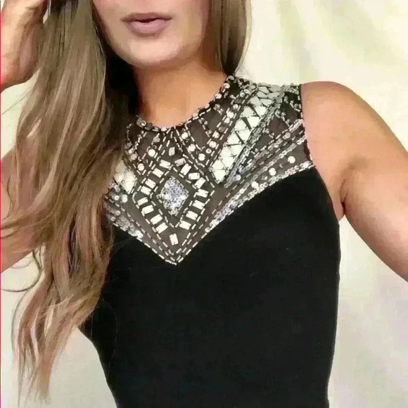 Long rhinestone top black evening gown - Picture 8 of 14